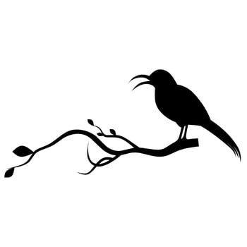 Vector Silhouette of a Bird Perched on a Tree Branch, Art Decor, Wall Decor, Wall Sticker, A Bird isolated on a white background