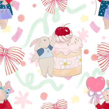 Watercolor  valentine animal woodland zoo farmer  party cute doodle cartoon style seamless pattern png