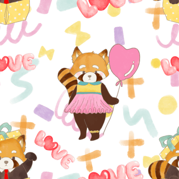 Watercolor  valentine animal woodland zoo farmer  party cute doodle cartoon style seamless pattern png