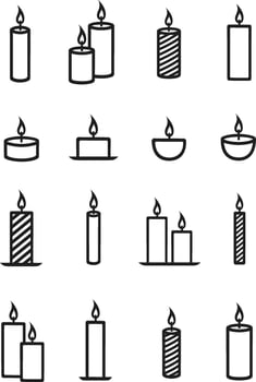 Christmas candle line icon. Holiday accessories set. Happy New Year vector illustration.