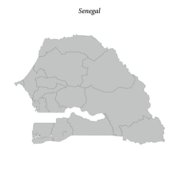 Simple flat Map of Senegal with borders vector