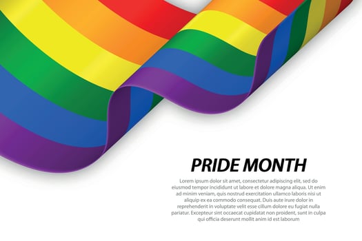 Rainbow wave flag for happy pride month background vector