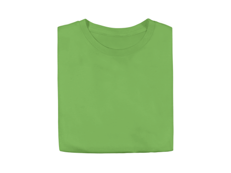 Isolated lime green colour blank fashion folded tee front mockup template png