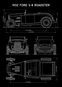 Vintage car blueprint vector