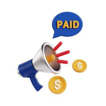 3d paid promote with transparent background, marketing and advertising png