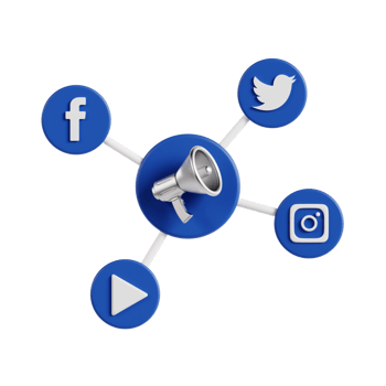 3d social media marketing with transparent background, marketing and advertising png