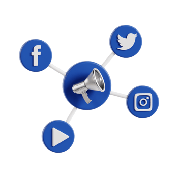 3d social media marketing with transparent background, marketing and advertising png