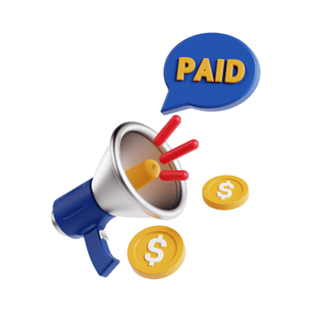 3d paid promote with transparent background, marketing and advertising png
