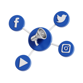 3d social media marketing with transparent background, marketing and advertising png
