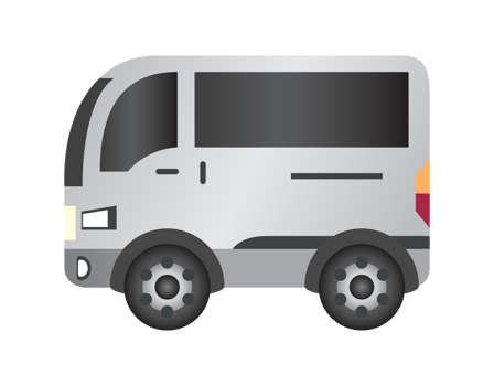 The isolated vector side of silver vehicle car icon, represents minivan, van, truck, campervan or motorhome png