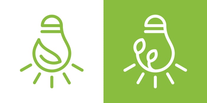 logo design lamp and plant minimalist icon vector illustration