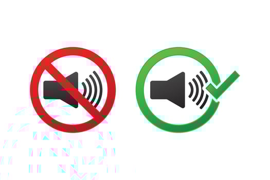 vector sound on and off green and red buttons silhouette icon