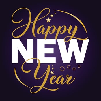 Happy New Year illustration with typography lettering holiday design for flyer, greeting card, banner, celebration poster, party invitation or calendar. vector