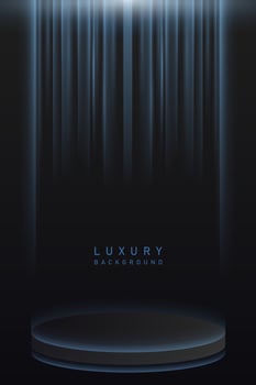 3d elegant luxury shiny podium, pedestal award in black background vector design