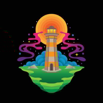 Cosmic Space Lighthouse, Colorful Artwork vector