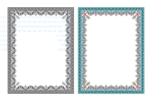 Vintage traditional realistic black and color frames set on white background isolated vector illustration