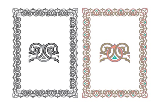 Vintage traditional realistic black and color frames set on white background isolated vector illustration