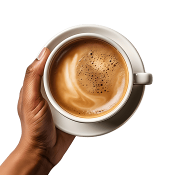 AI generated Hand Holding Coffee Cup, Top Angle png