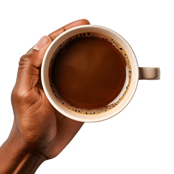 AI generated Top Down View of Hand with Coffee, Warmth in a Cup png