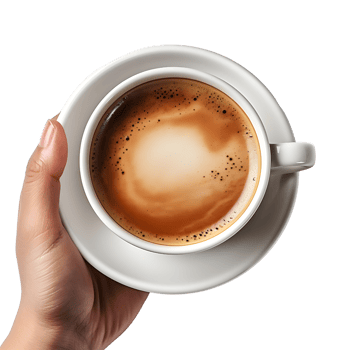 AI generated Top Down View of Hand with Coffee Cup png
