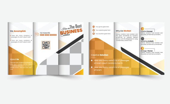 Corporate trifold brochure template with creative geometric shapes. pro vector. vector