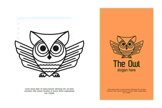 mono line owl logo design template vector
