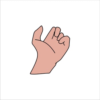 Aquarium Hand vector illustration. Female hands holding and pointing gesture, crossed fingers, fist, peace and thumbs up. Cartoon human palm and wrist vector set. hand sign language for the deaf