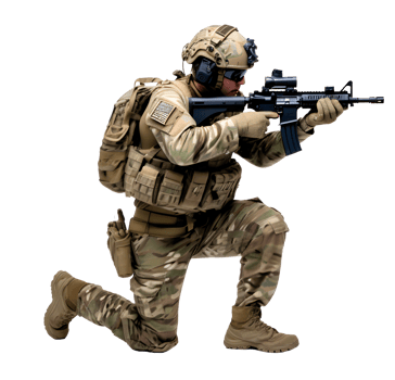 Soldier with assault rifle PNG