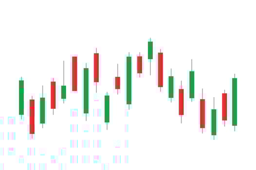 Stock market bar graph, candlestick chart, finance trade data, vector illustration.