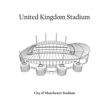 Graphic Design of the City of Manchester Stadium, Manchester City, Manchester City Home Team. United Kingdom International Football Stadium. Premier League vector