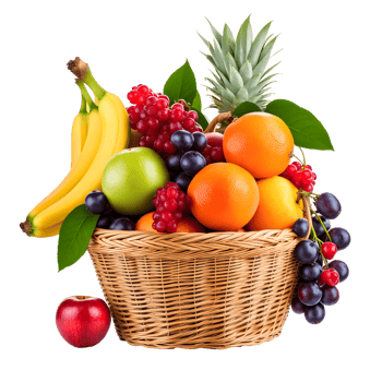 AI generated Fresh Fruits in a Basket Isolated on Transparent Background png