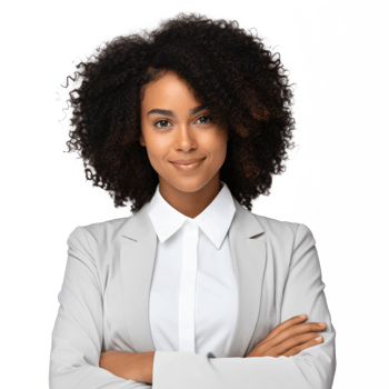 AI generated Portrait of confident black woman with crossed arms on her chest looking at camera. Smiling african american businesswoman isolated on transparent background. png