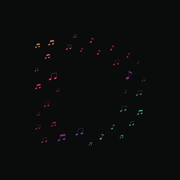 Colorful single font design with music icons for logo and branding vector