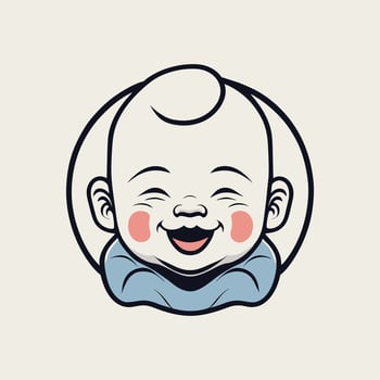 Vector portrait of a happy baby in hand drawn doodle style vector illustration