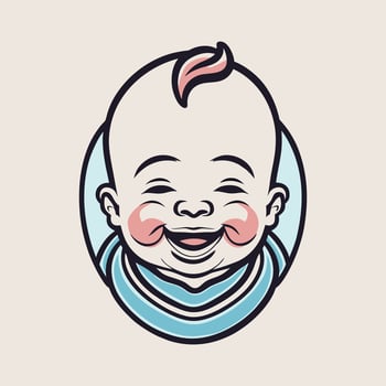 Vector portrait of a happy baby in hand drawn doodle style vector illustration