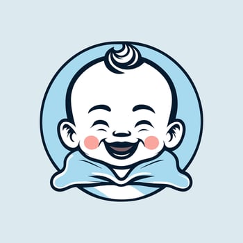 Vector portrait of a happy baby in hand drawn doodle style vector illustration