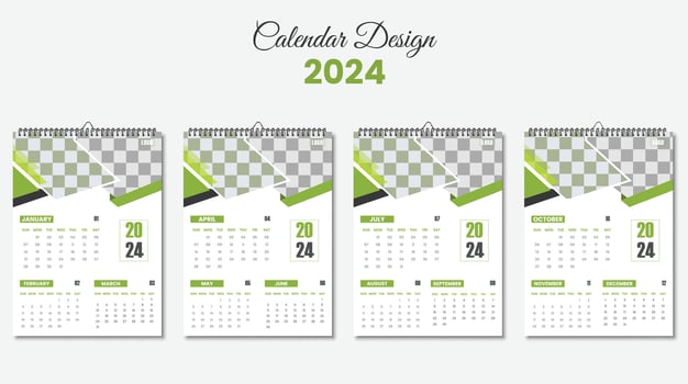 Modern corporate wall calendar with four page for 2024. pro vector. vector