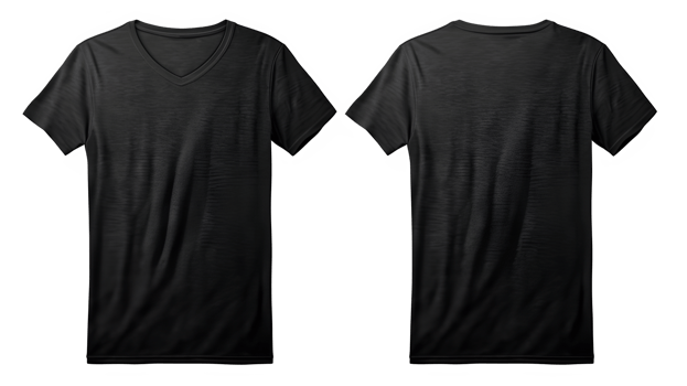 AI generated black v neck cut out t-shirt mockup on transparent background ,generative ai png
