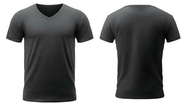 AI generated black v neck cut out t-shirt mockup on transparent background ,generative ai png