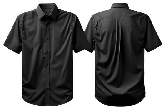 AI generated Men's black long sleeved collared shirt isolated on transparent background ,generative ai png