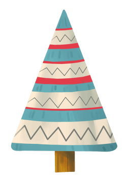 Colorful Christmas tree hand drawn style png