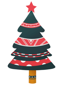 Colorful Christmas tree hand drawn style png