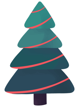 Colorful Christmas tree hand drawn style png