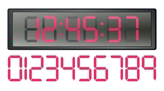 Digital clocks display with a set of digital numbers vector