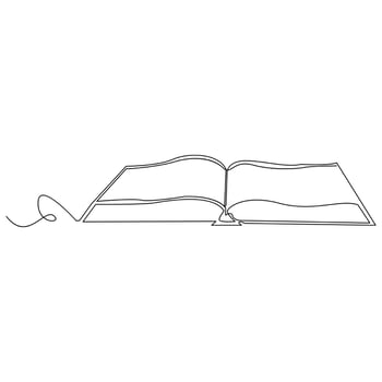 Book one line continuous outline vector art drawing and simple minimalist design