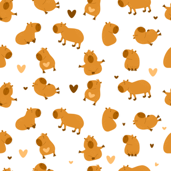 Seamless pattern.  animal capybaras png