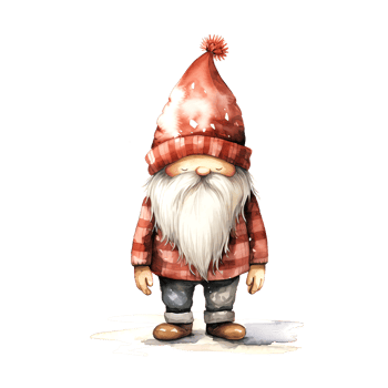 AI generated Watercolor Christmas Gnome. Clipart. AI generated. png