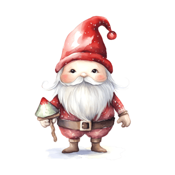 AI generated Watercolor Christmas Gnome. Clipart. AI generated. png