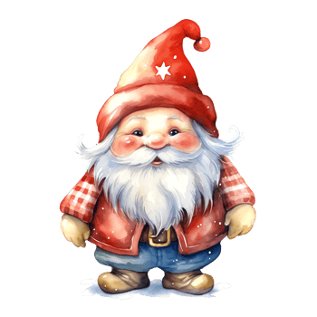 AI generated Watercolor Christmas Gnome. Clipart. AI generated. png