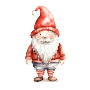 AI generated Watercolor Christmas Gnome. Clipart. AI generated. png